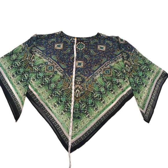 Dana Buchman Sz Large Overlay Kaftan Poncho Style Green Print - Picture 3 of 8